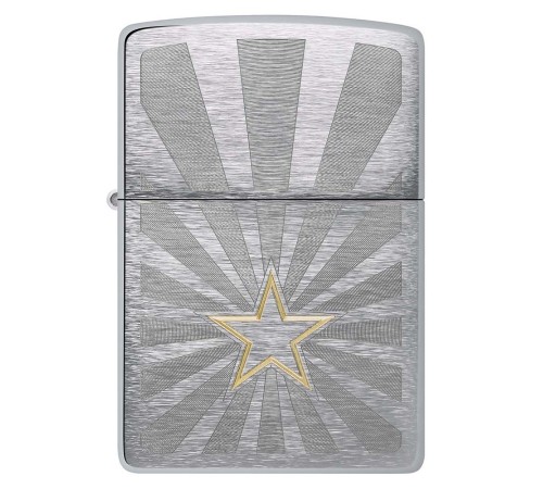 Зажигалка ZIPPO Star Design с покрытием Brushed Chrome, латунь/сталь, серебристая, 36x13x57 мм