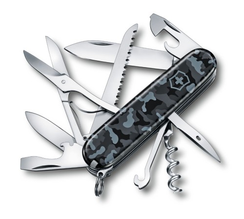 Нож перочинный VICTORINOX Huntsman Navy Camouflage, 91 мм, 15 функций, серо-синий камуфляж