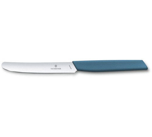 Нож столовый VICTORINOX Swiss Modern, лезвие 11 см с прямой кромкой, васильково-синий
