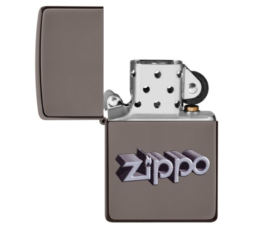 Зажигалка ZIPPO Zippo Design с покрытием Black Ice®, латунь/сталь, чёрная, глянцевая, 38x13x57 мм