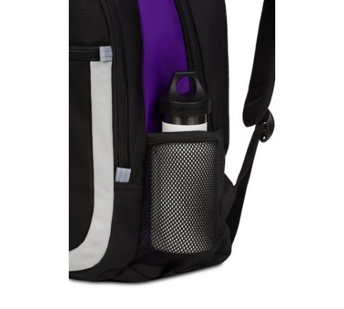 Рюкзак SWISSGEAR, чёрный/фиолетовый/серебристый, полиэстер 600D, 32х15х45 см, 22 л