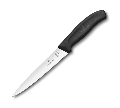 Нож филейный VICTORINOX SwissClassic с гибким прямым лезвием 16 см, чёрный