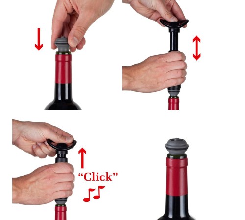 Вакуумный насос для вина Vacu Vin Black + 4 пробки