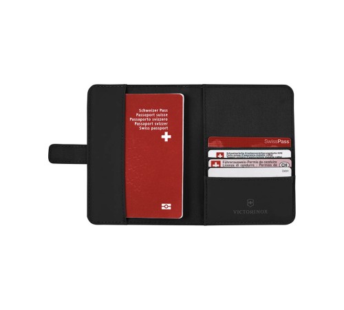 Обложка для паспорта VICTORINOX Travel Essentials, с защитой от сканирования RFID, чёрная, полиэстер, 11x1x15 см