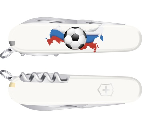 Нож перочинный VICTORINOX Spartan Российский футбол, 91 мм, 12 функций, белый