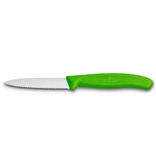 Нож для овощей VICTORINOX SwissClassic, лезвие 8 см с волнистой заточкой, зелёный