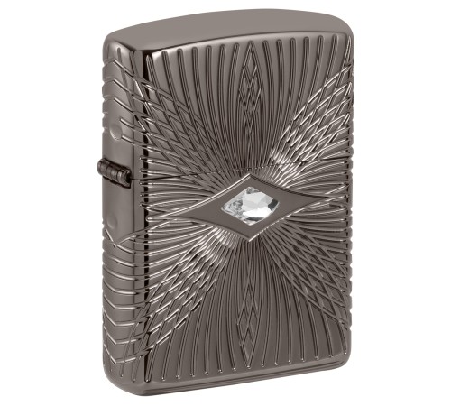 Зажигалка ZIPPO Armor® с покрытием Black Ice®, латунь/сталь, чёрная, 38x13x57 мм