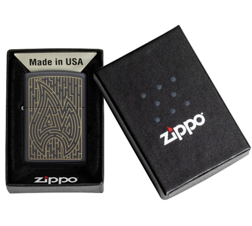 Зажигалка ZIPPO Zippo Maze с покрытием Black Matte, латунь/сталь, чёрная, матовая, 38x13x57 мм
