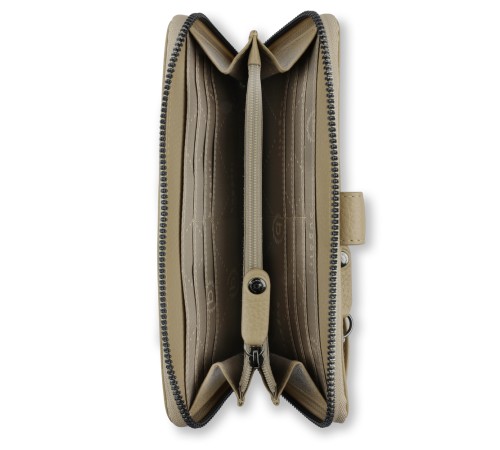 Кошелёк женский BUGATTI Elsa с ключницей, с RFID, песочного цвета, кожа/полиэстер, 18,7х3х10 см