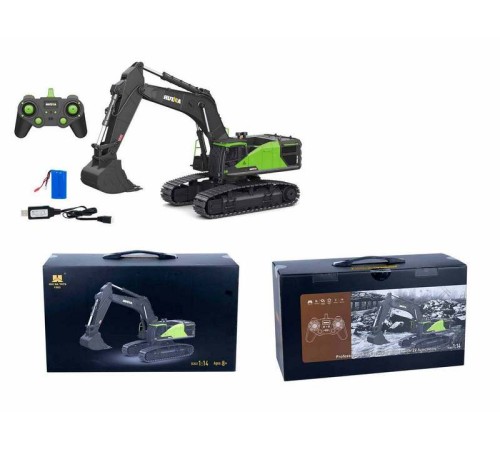 Радиоуправляемый экскаватор HUI NA TOYS 2.4G 22CH 1/14, зеленый RTR