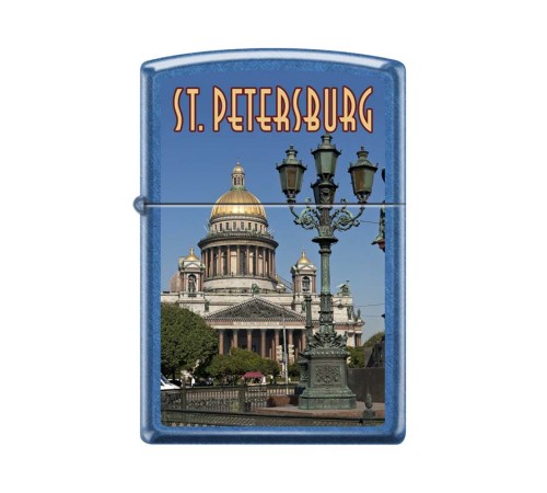 Зажигалка ZIPPO Исакиевский собор, с покрытием Cerulean™, латунь/сталь, синяя, 38x13x57 мм