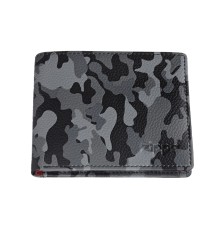 Портмоне ZIPPO, серо-чёрный камуфляж, натуральная кожа, 10,8×2,5×8,6 см