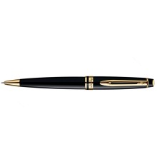 Шариковая ручка Waterman Expert Black GT. Корпус - лак,  детали дизайна: позолота