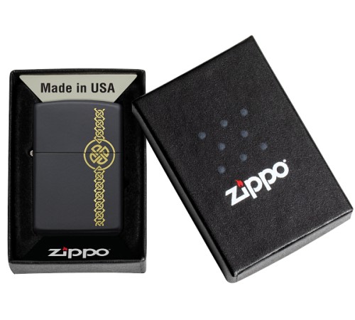 Зажигалка ZIPPO Celtic Design с покрытием Black Matte, латунь/сталь, чёрная, матовая, 38x13x57 мм