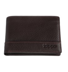 Портмоне ZIPPO, коричневое, натуральная кожа, 11,2×2×8,2 см