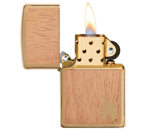 Зажигалка ZIPPO WOODCHUCK с покрытием Brushed Brass, латунь/сталь/, золотистая, матовая, 38x13x57 мм