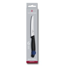 Набор из 6 столовых ножей VICTORINOX SwissClassic, 11 см, волнистая заточка, синяя рукоять