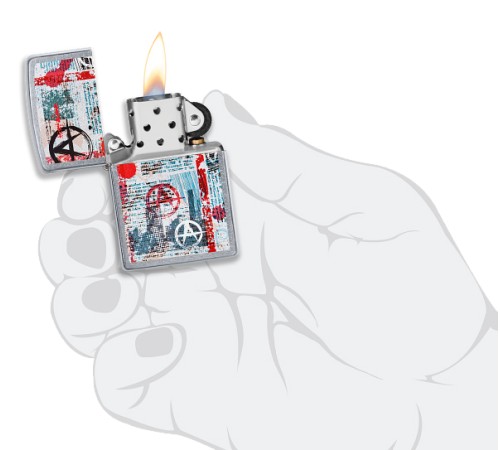 Зажигалка ZIPPO Anarchy Design с покрытием Street Chrome™, латунь/сталь, серебристая, 38x13x57 мм