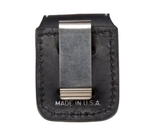 Чехол Zippo для зажигалки из натуральной кожи с клипом, черный, 57х30x75 мм