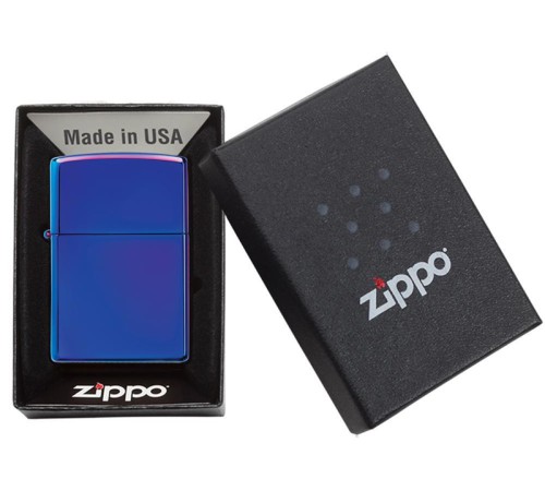 Зажигалка ZIPPO Classic с покрытием High Polish Indigo, латунь/сталь, синяя, глянцевая, 38x13x57 мм