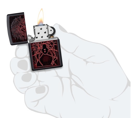 Зажигалка ZIPPO Spider Design с покрытием Black Matte, латунь/сталь, чёрная, матовая, 38x13x57 мм