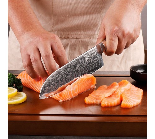 Нож сантоку из дамасской стали Keemake 7 Inch Santoku Knife, разноцветный
