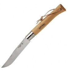 Нож Opinel №13, нержавеющая сталь, рукоять из бука, кожаный темляк, картонная коробка, 122136