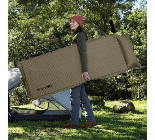 Коврик c подушкой самонадувной Naturehike CNK2300DZ014 D01 зеленый 3см, 6976023923364