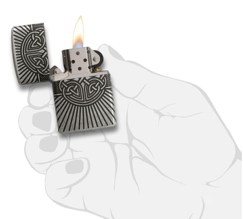 Зажигалка ZIPPO Armor® с покрытием Antique Silver, латунь/сталь, серебристая, матовая, 38x13x57 мм