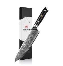 Нож шеф-повара из дамасской стали Keemake 8 Inch Chef Knife 67, черный