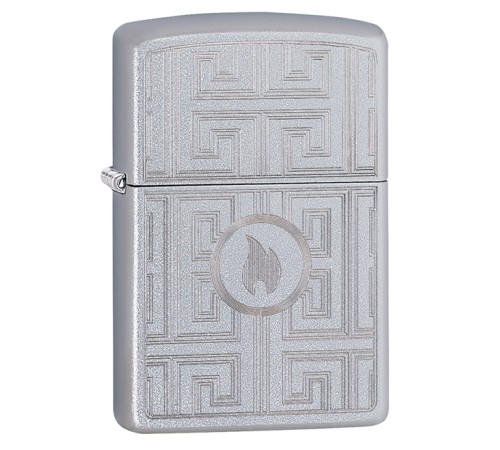Зажигалка ZIPPO Labyrinth с покрытием Satin Chrome, латунь/сталь, серебристая, матовая, 38x13x57 мм