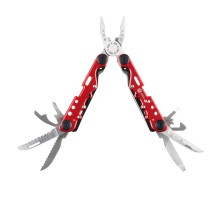Мультитул Stinger, 105x40 мм, 13 функций, сталь, красно-серебристый, в комплекте нейлоновый чехол