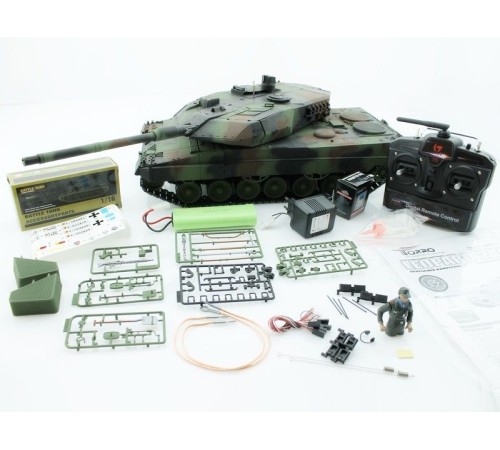 Р/У танк Taigen 1/16 Leopard 2 A6 (Германия) (для ИК танк. боя) САМО 2.4G RTR, деревянная коробка