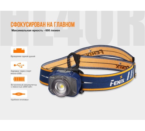 Налобный фонарь Fenix HL40R Cree XP-LHIV2 LED серый, HL40RGY