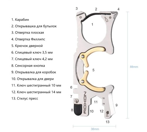 Брелок мультитул Roxon Spirit, S705