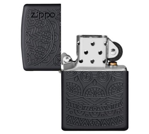 Зажигалка ZIPPO Tone on Tone Design с покрытием Black Matte, латунь/сталь, чёрная, 38x13x57 мм