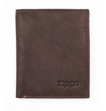 Портмоне ZIPPO, коричневое, натуральная кожа, 10x1,5x12,3 см