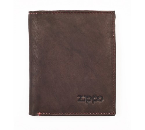 Портмоне ZIPPO, коричневое, натуральная кожа, 10x1,5x12,3 см