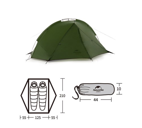 Палатка Naturehike Tagar NH17T180-J двухместная зелёная, 6927595793183