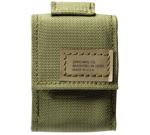 Набор ZIPPO: чёрная зажигалка Black Crackle® и зелёный нейлоновый чехол, в подарочной коробке