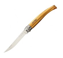 Нож филейный Opinel №10,  нержавеющая сталь, рукоять оливковое дерев, чехол, деревянный футляр, 001090