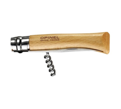 Нож Opinel №10, нержавеющая сталь, рукоять из бука, со штопором, 001410