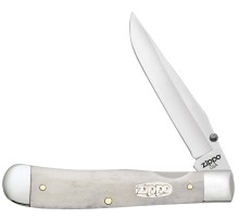 Нож перочинный ZIPPO Smooth Natural Bone Trapperlock, 105 мм, цвет слоновой кости + ЗАЖИГАЛКА 207