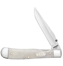 Нож перочинный ZIPPO Smooth Natural Bone Trapperlock, 105 мм, цвет слоновой кости + ЗАЖИГАЛКА 207