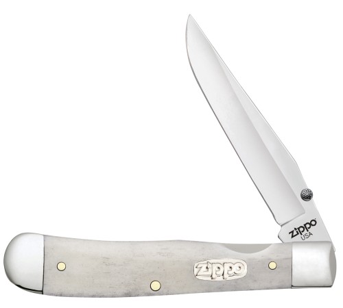 Нож перочинный ZIPPO Smooth Natural Bone Trapperlock, 105 мм, цвет слоновой кости + ЗАЖИГАЛКА 207