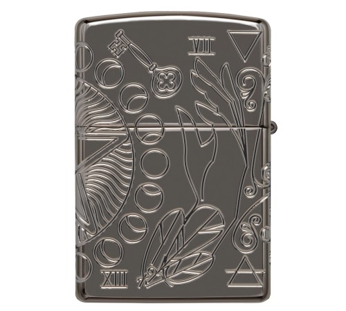 Зажигалка ZIPPO Armor® Wicca Design с покрытием Black Ice®, латунь/сталь, чёрная, 38x13x57 мм