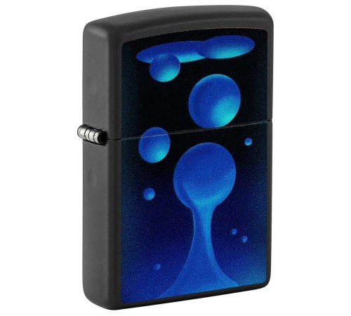 Зажигалка ZIPPO Lava Lamp с покрытием Black Light, латунь/сталь, черная,матовая 38x13x57 мм