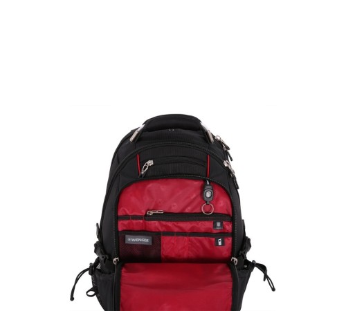 Рюкзак WENGER, 15”, чёрный/красный, полиэстер 900D/М2 добби, 34x23x48 см, 38 л