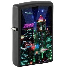 Зажигалка ZIPPO Cyber City с покрытием Black Matte, латунь/сталь, черная 38x13x57 мм