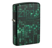 Зажигалка ZIPPO Pattern с покрытием Glow In The Dark Green, латунь/сталь, черно-зеленая, 38x13x57 мм